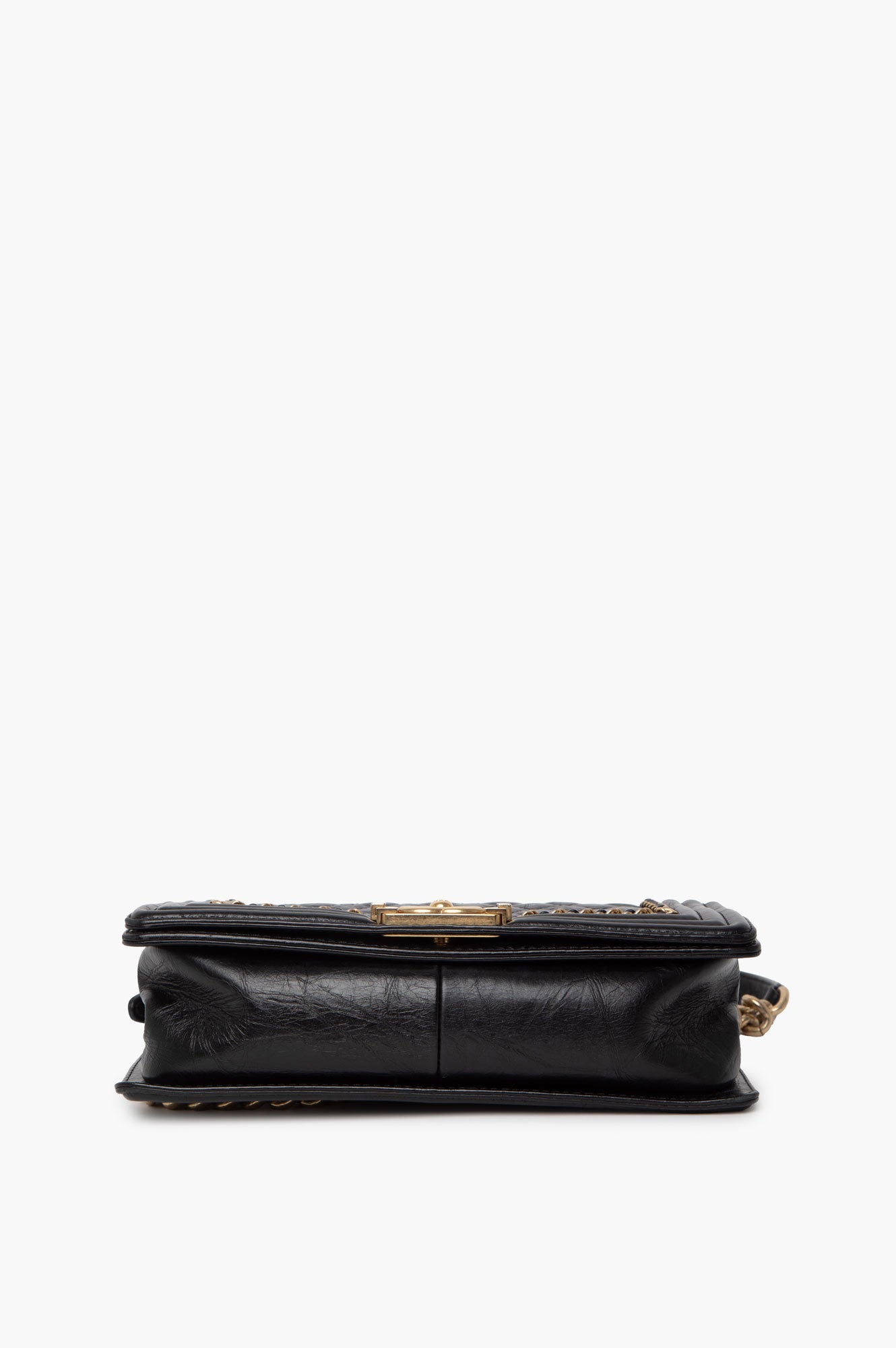 Chanel Black Aged Calfskin Quilted New Medium Boy Bag