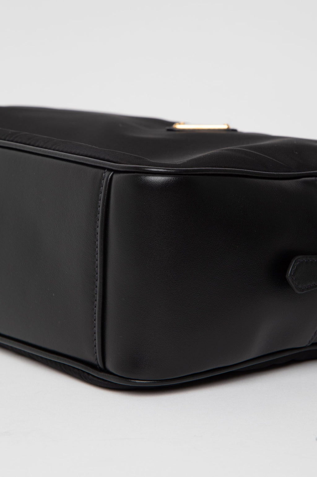 Prada Black Re-Nylon and Leather Top Handle Bag