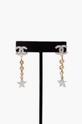 Chanel 2023 Enamel and Crystal CC Drop Earrings
