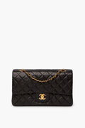 Chanel Black Lambkin Medium Classic Double Flap Bag