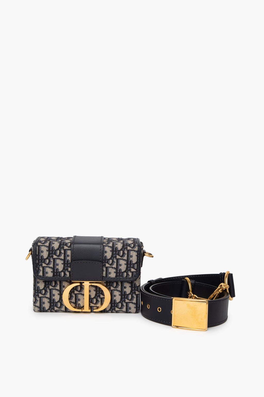 Christian Dior Navy Oblique Montaigne 30 Box Bag