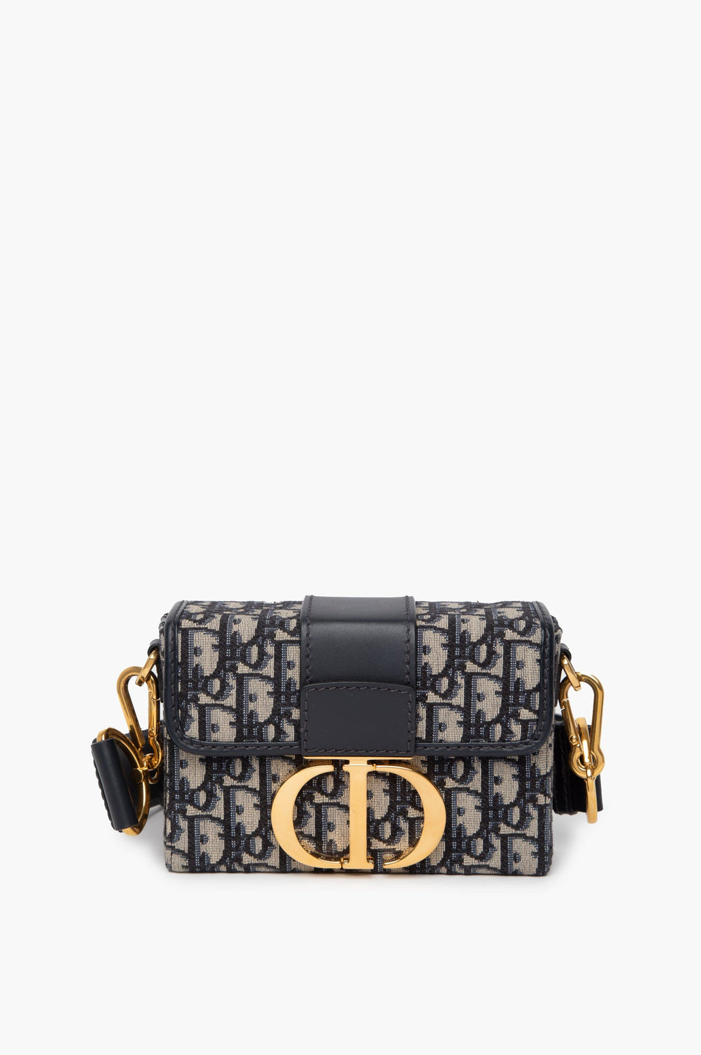 Christian Dior Navy Oblique Montaigne 30 Box Bag