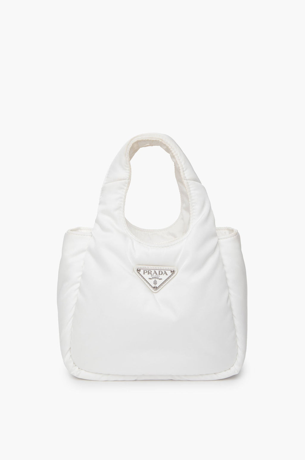 Prada White Mini Re-Nylon Padded Soft Tote Bag