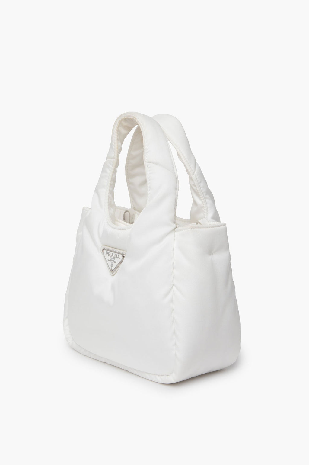 Prada White Mini Re-Nylon Padded Soft Tote Bag