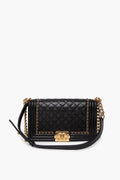Chanel Black Aged Calfskin Quilted New Medium Boy Bag