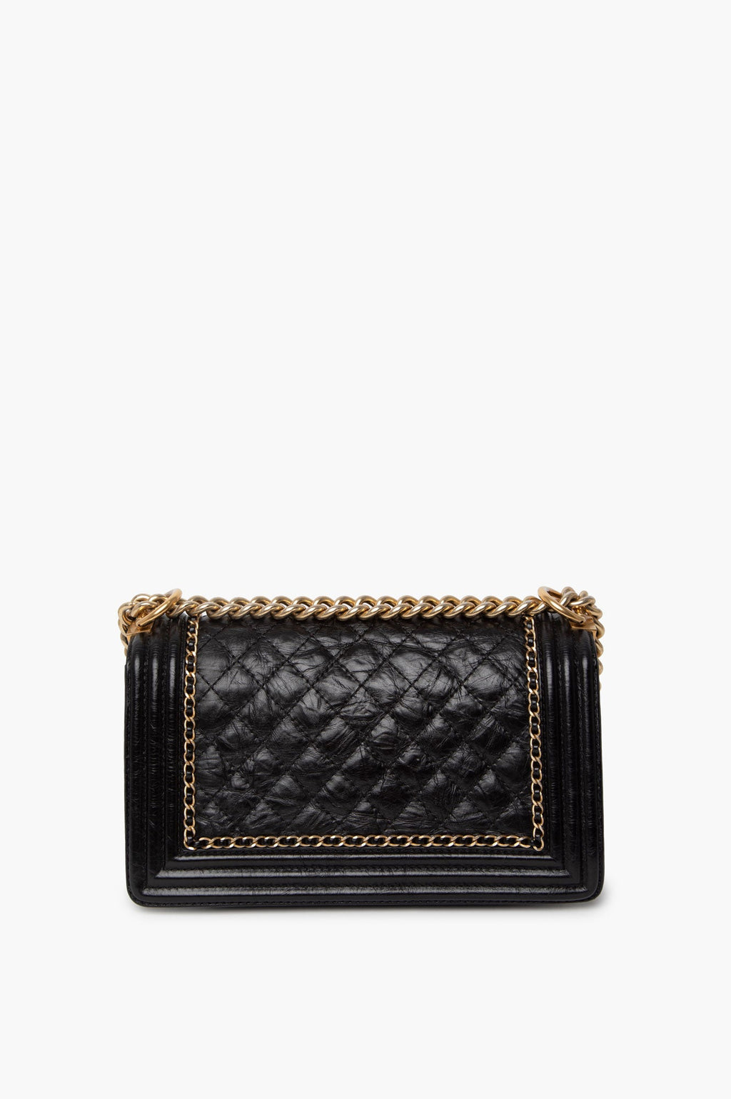 Chanel Black Aged Calfskin Quilted New Medium Boy Bag