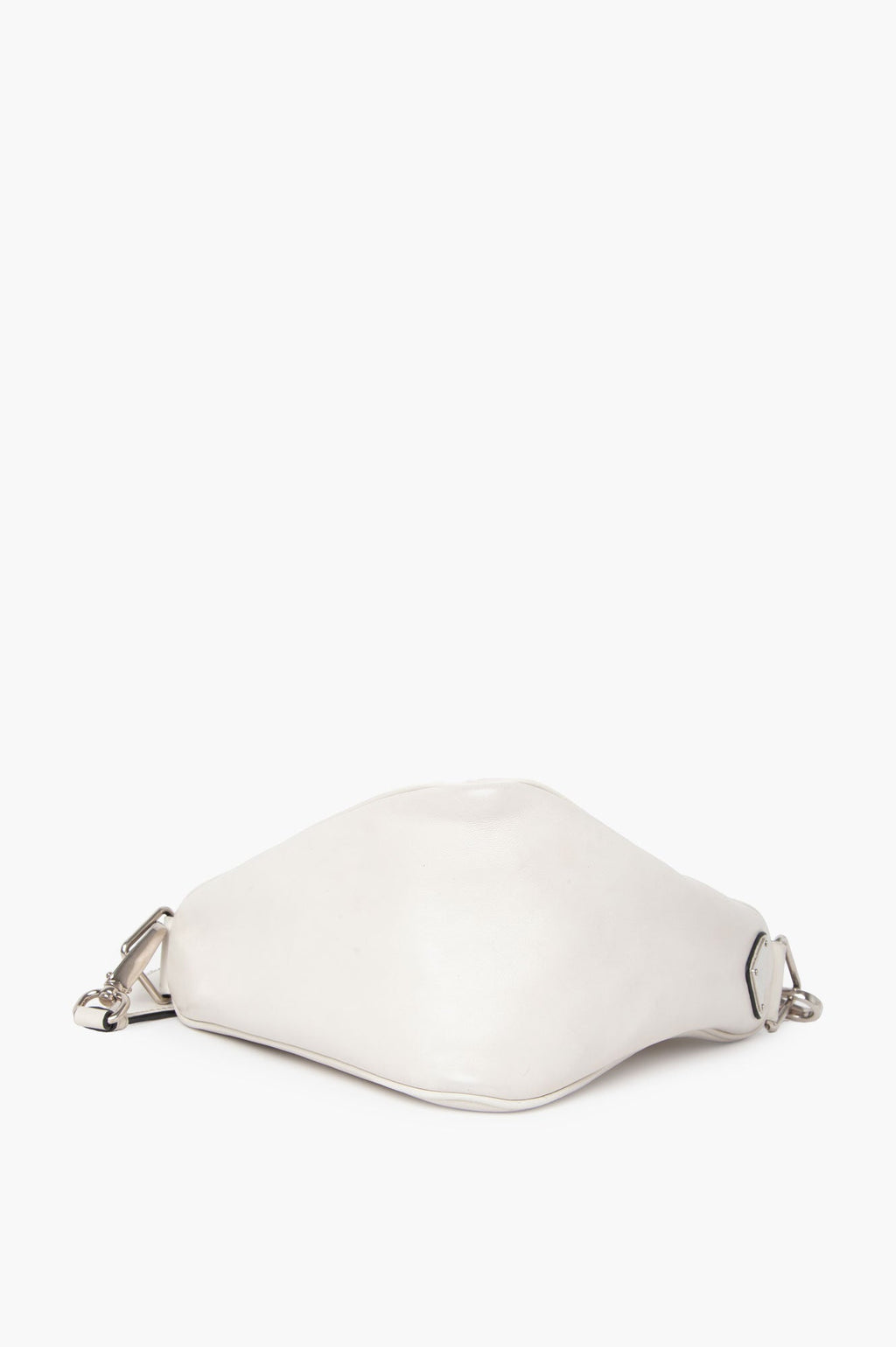 Prada White Leather Triangle Crossbody Bag