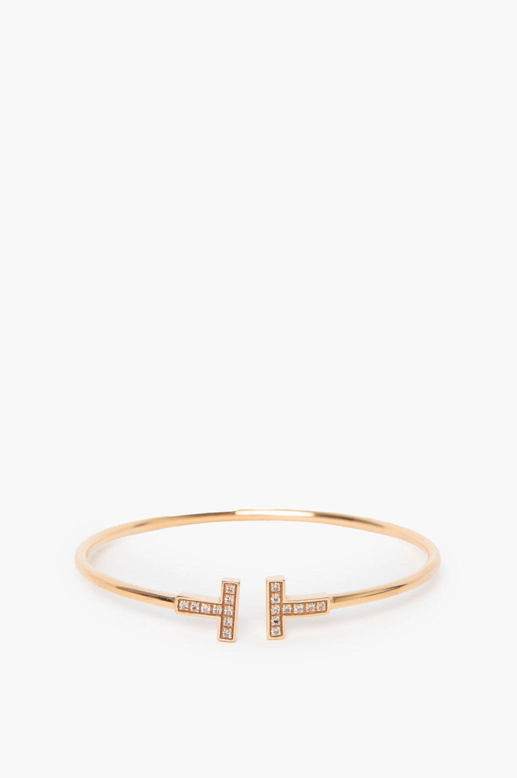 Tiffany 18k Gold T Diamond Wire Bracelet Size M