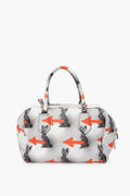 Prada White Leather Rabbit-print Top Handle Bag