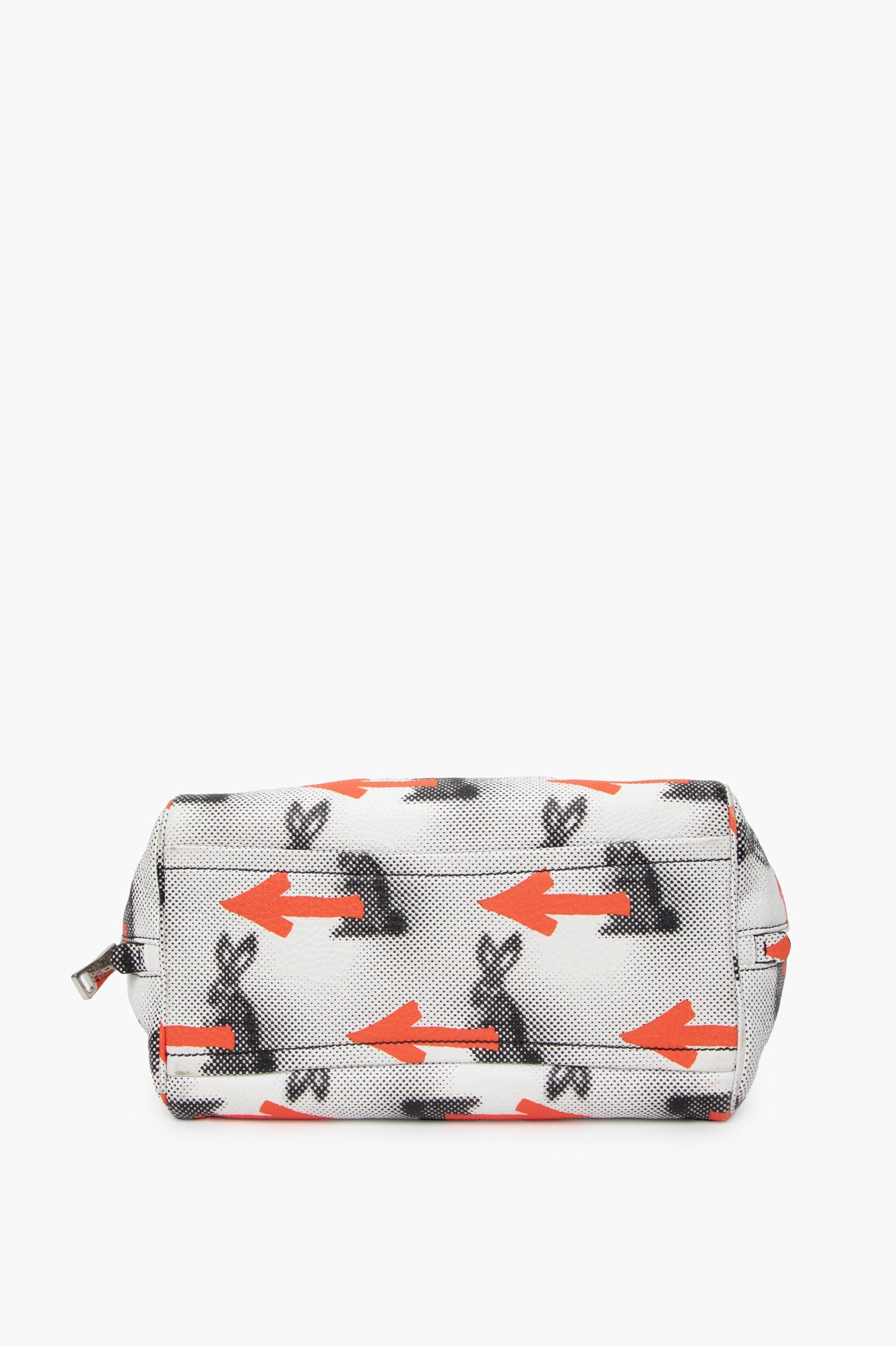 Prada White Leather Rabbit-print Top Handle Bag