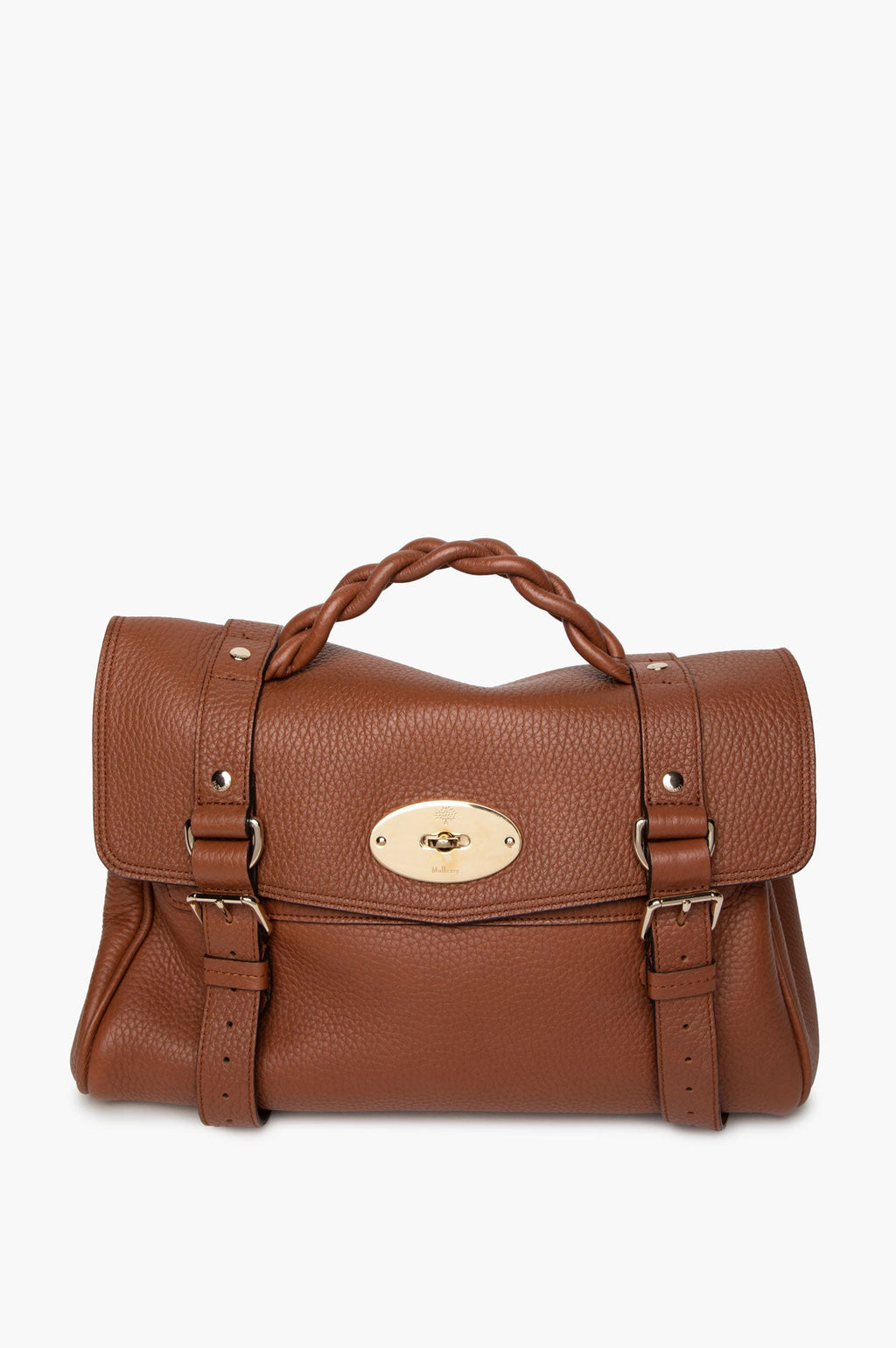 Mulberry Tobacco Brown Pebbled Leather Alexa Satchel