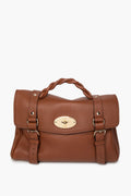 Mulberry Tobacco Brown Pebbled Leather Alexa Satchel