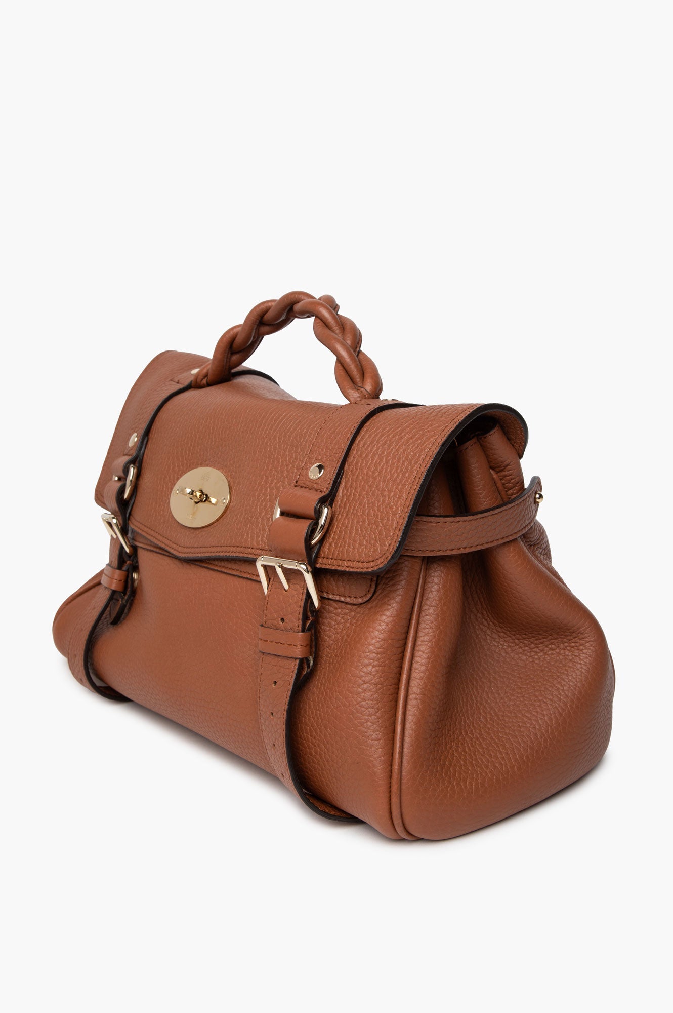 Mulberry Tobacco Brown Pebbled Leather Alexa Satchel