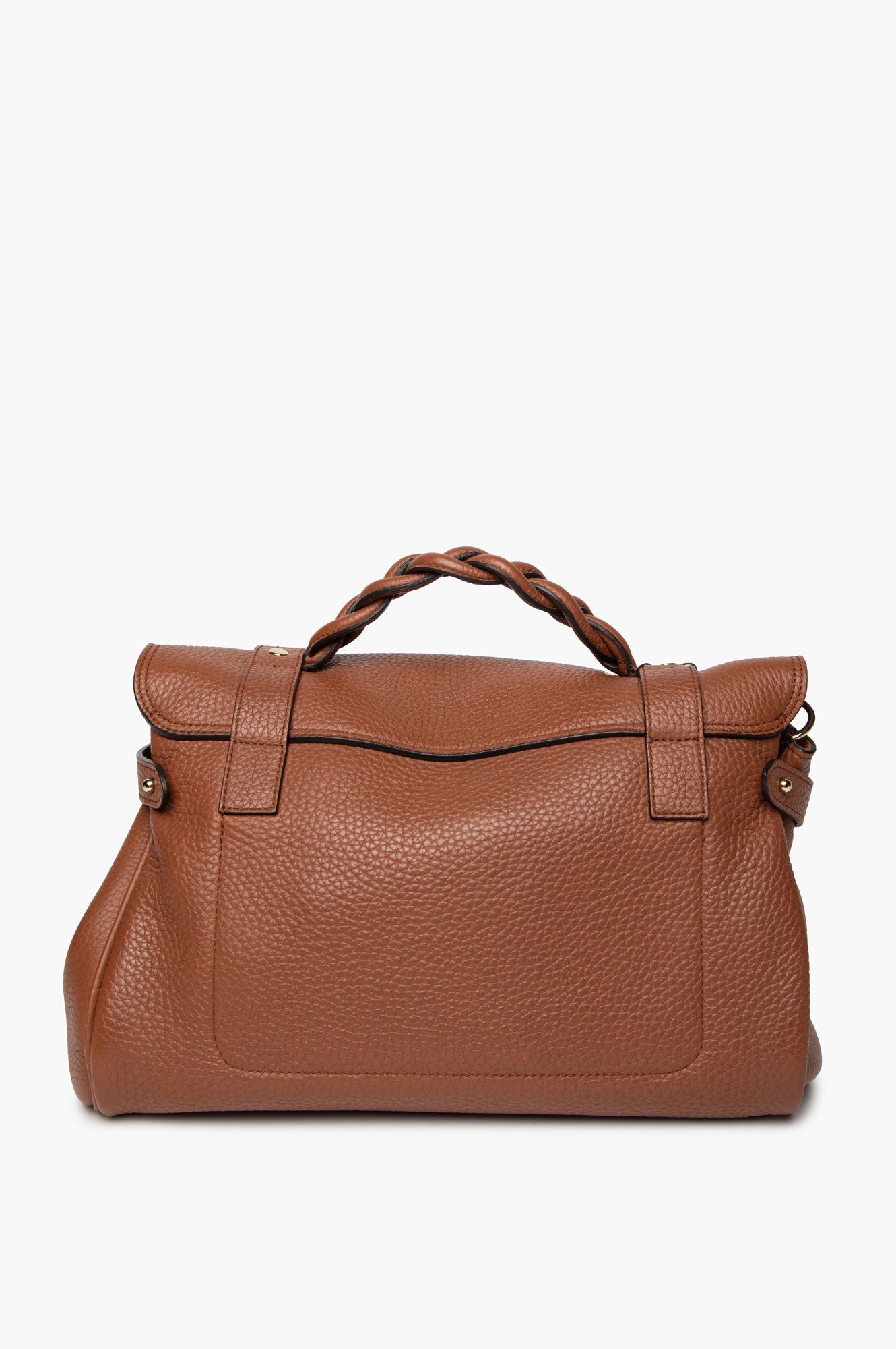 Mulberry Tobacco Brown Pebbled Leather Alexa Satchel