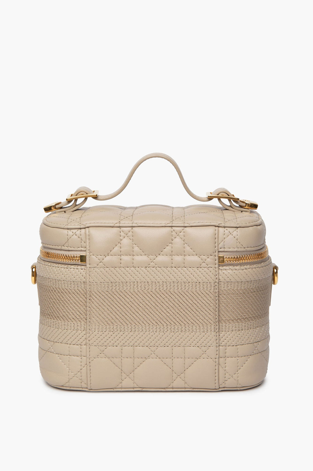 Christian Dior Beige Cannage Lambskin Travel Vanity Bag