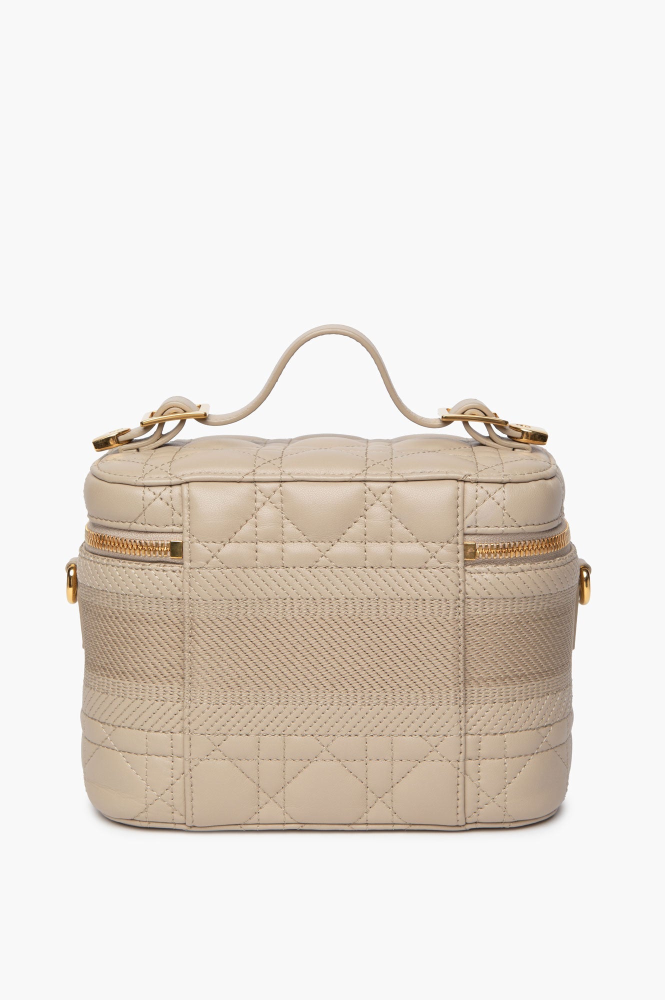 Christian Dior Beige Cannage Lambskin Travel Vanity Bag