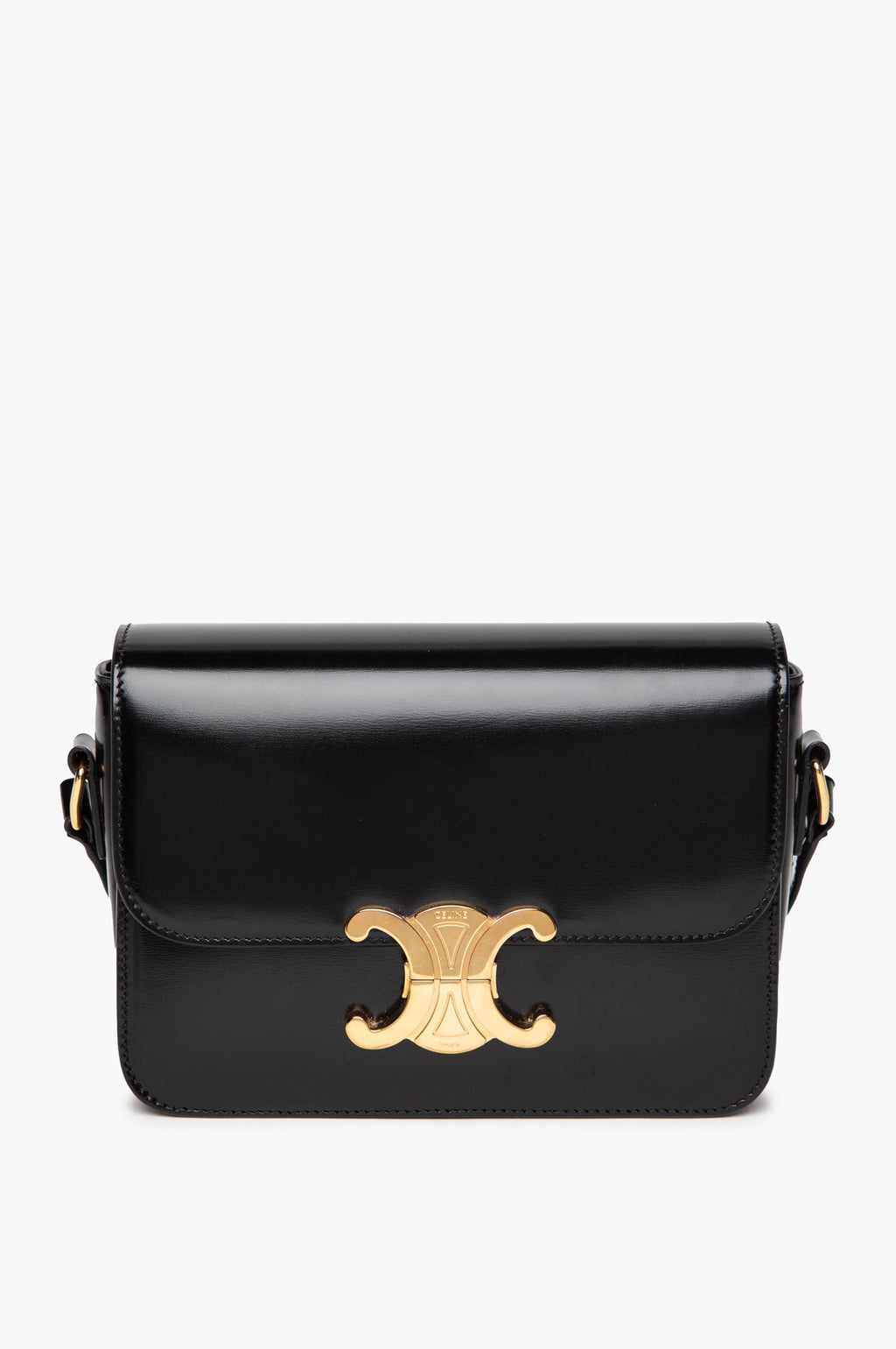 Celine Black Shiny Calfskin Teen Triomphe Bag