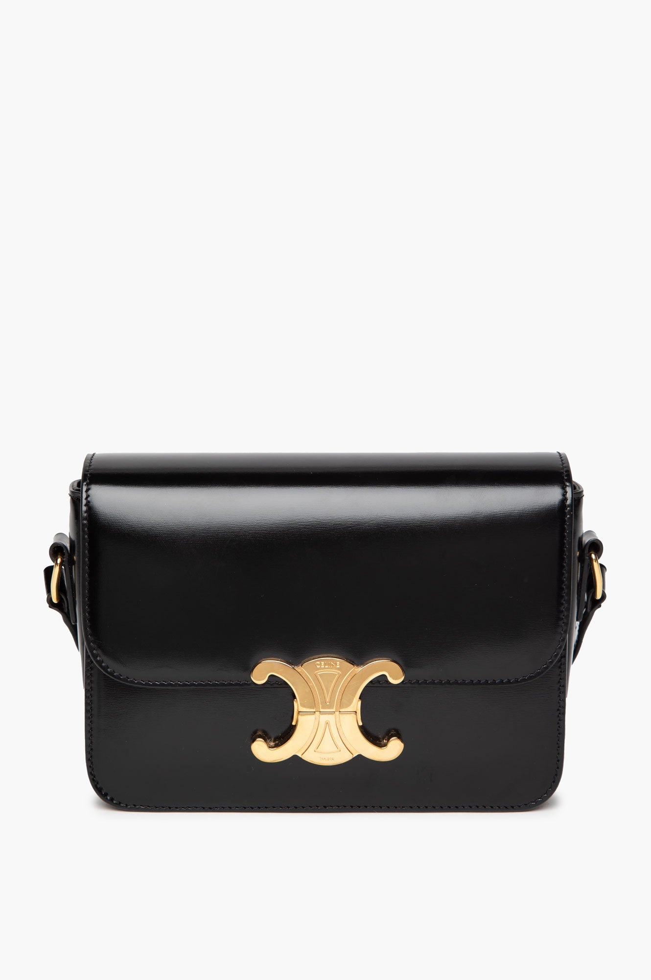 Celine Black Shiny Calfskin Teen Triomphe Bag