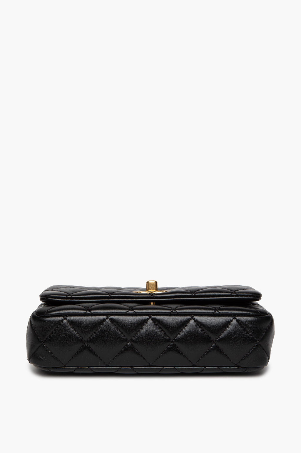 Chanel 24A Black Shiny Lambskin Gold Chain Mini Flap Bag