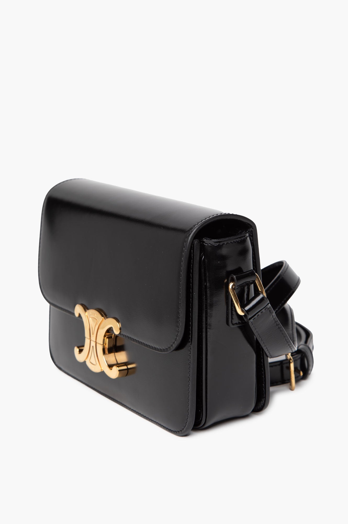Celine Black Shiny Calfskin Teen Triomphe Bag