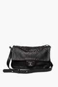 Chanel Black Lambskin CC Curved Flap Messenger Bag