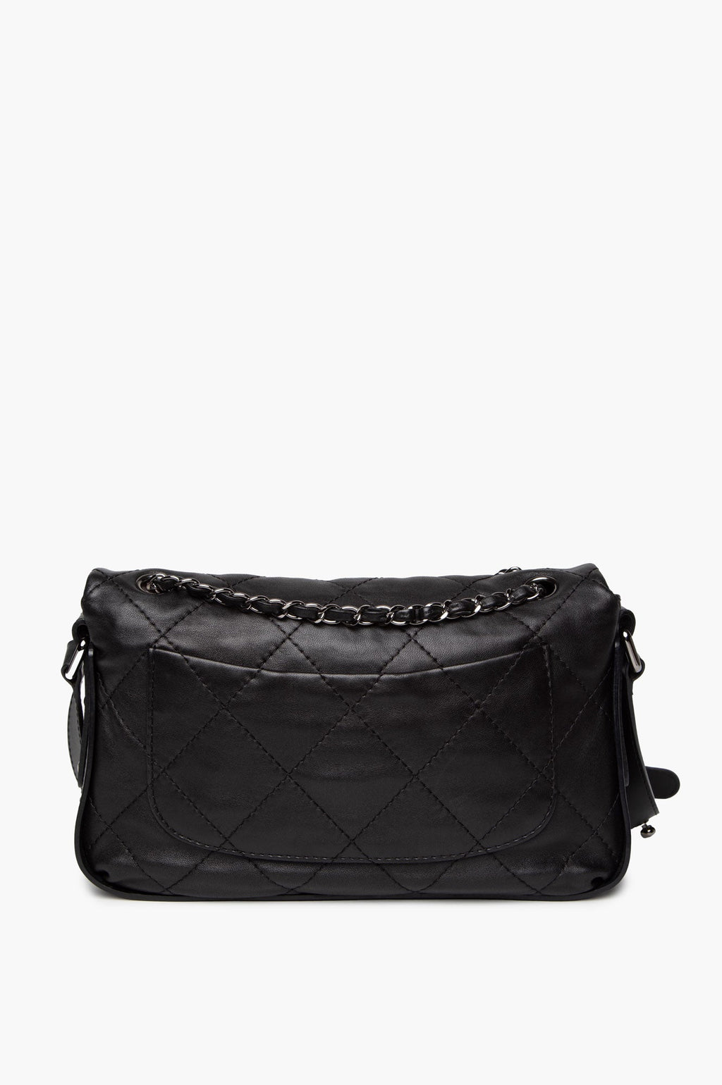 Chanel Black Lambskin CC Curved Flap Messenger Bag