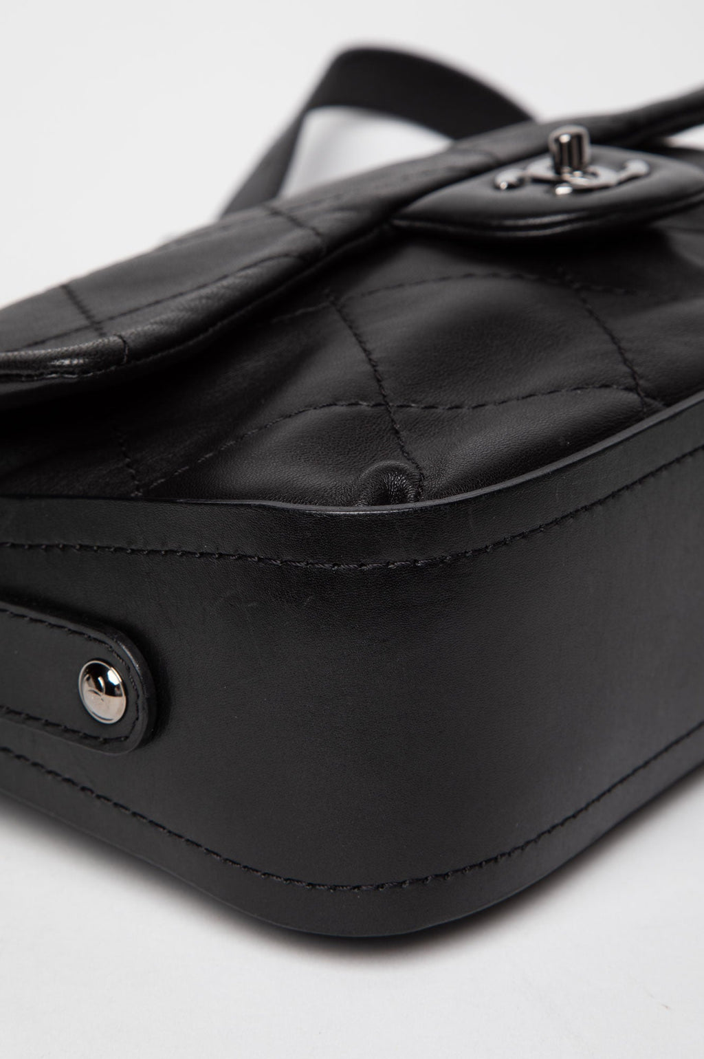Chanel Black Lambskin CC Curved Flap Messenger Bag