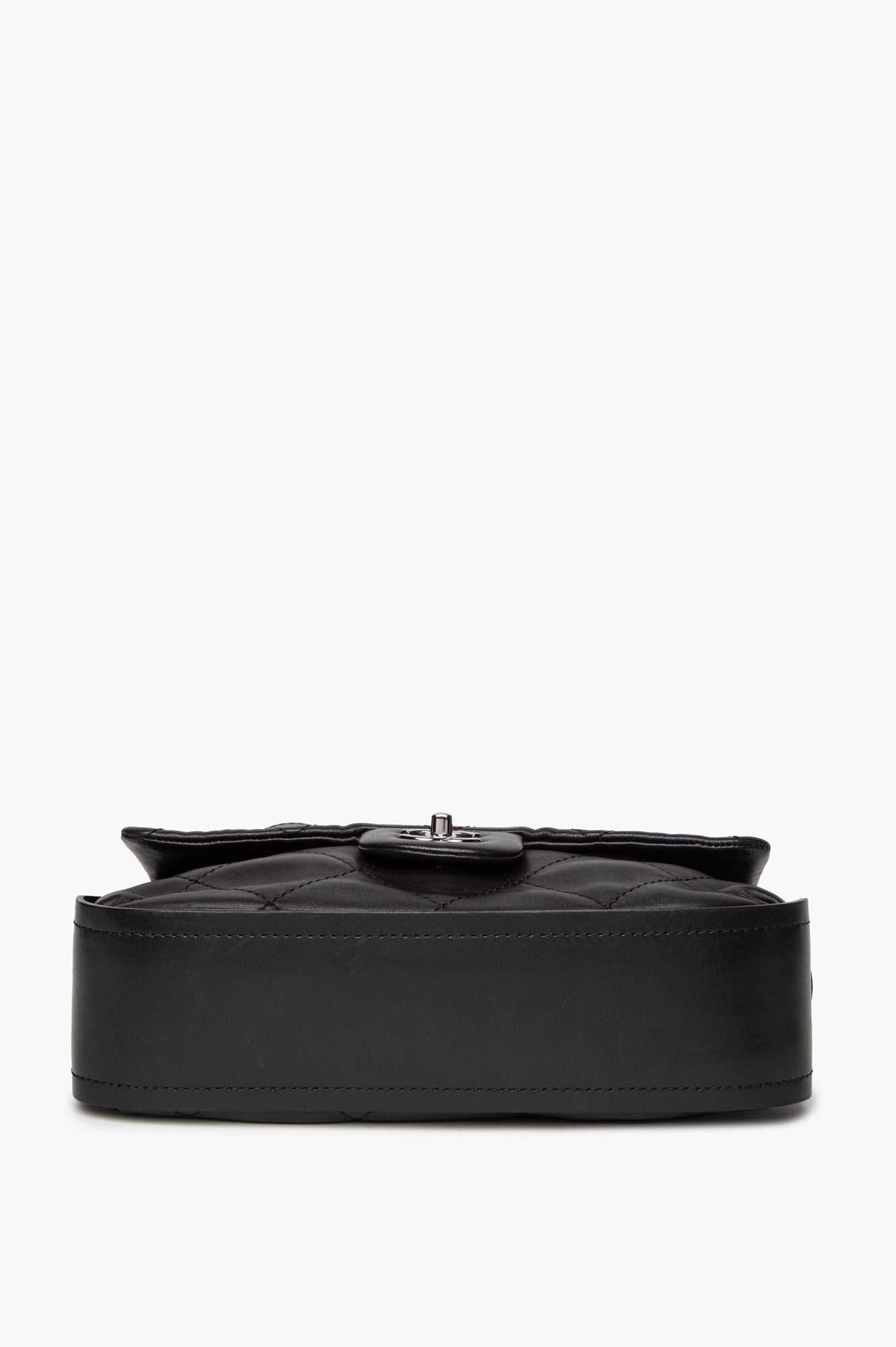 Chanel Black Lambskin CC Curved Flap Messenger Bag