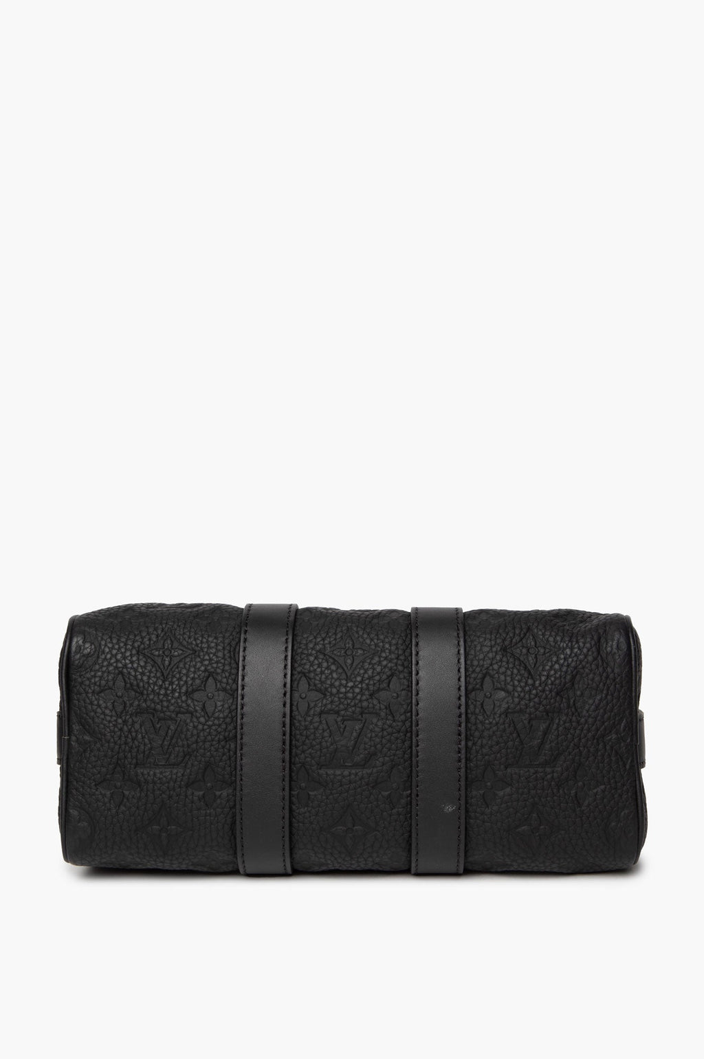 Louis Vuitton Matte Black Taurillon Monogram Leather Keepall Bandoulière 25