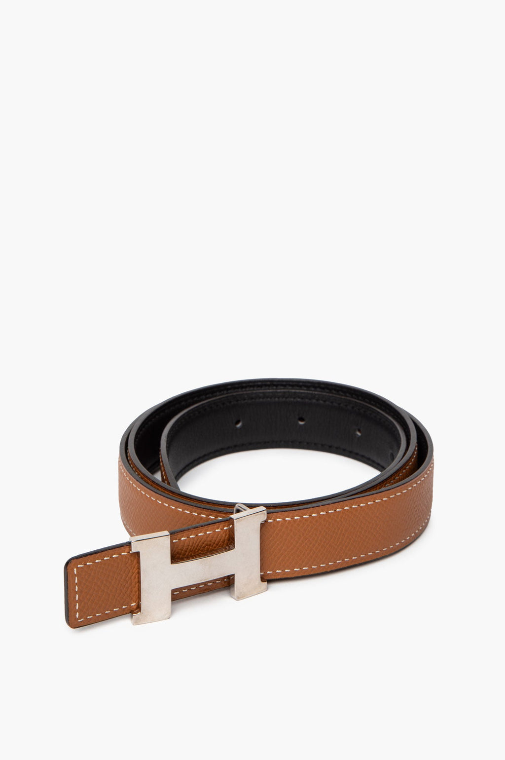 Hermès Reversible 24 MM Silver Plated Mini H Belt Size 85