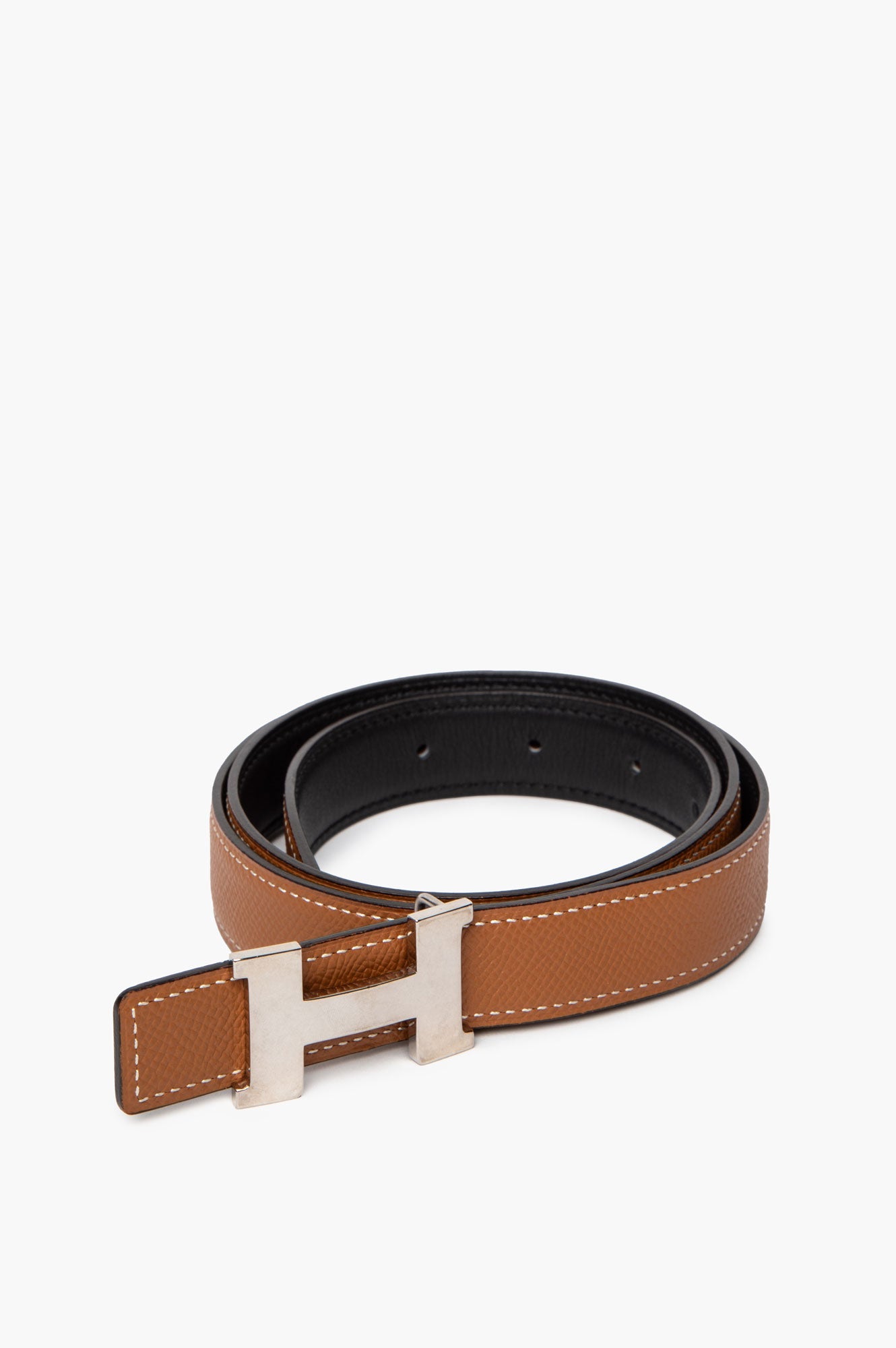 Hermès Reversible 24 MM Silver Plated Mini H Belt Size 85