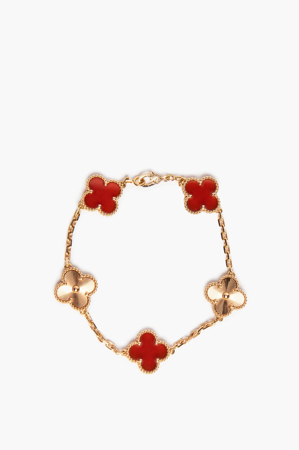 Van Cleef & Arpels 5 Motif Carnelian Gold Bracelet