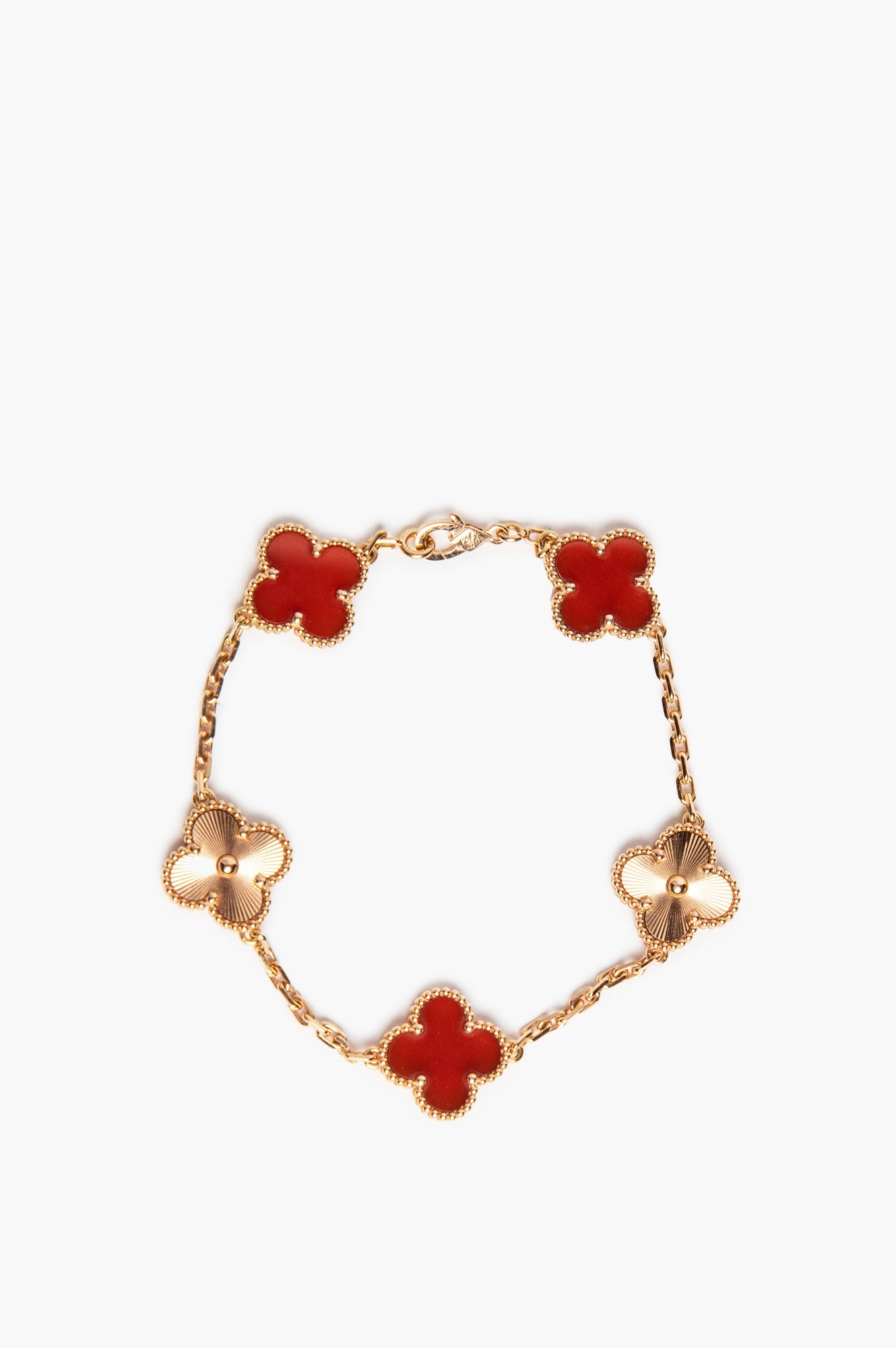 Van Cleef & Arpels 5 Motif Carnelian Gold Bracelet