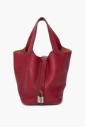 Hermès 2014 Rouge Grenat Taurillon Clémence Palladium HW Picotin Lock 18