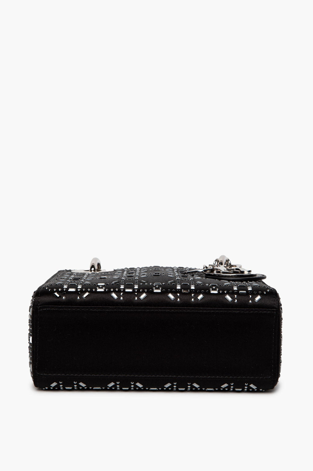 Christian Dior Black Satin Rhinestone Mini Lady Dior Bag