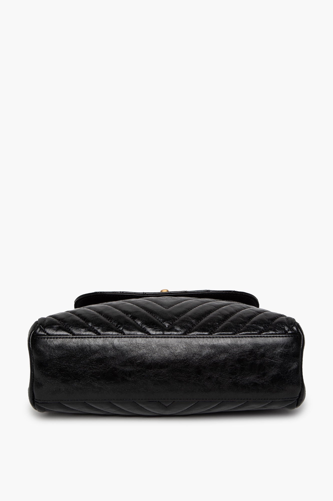 Chanel Black Chevron Quilted Aged Calfskin Hampton Flap Bag