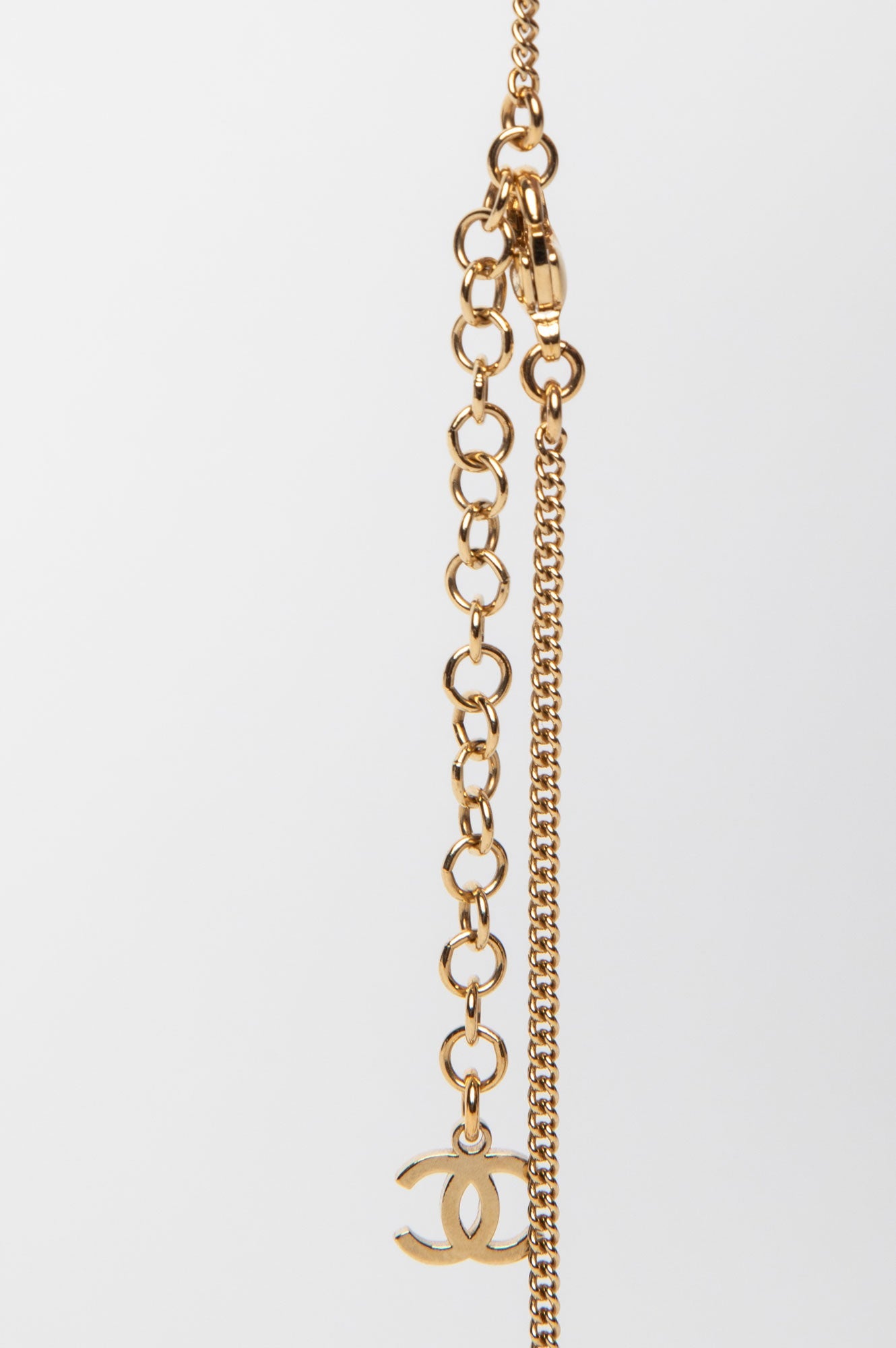Chanel 24P Gold Tone Quilted CC Pendant Necklace