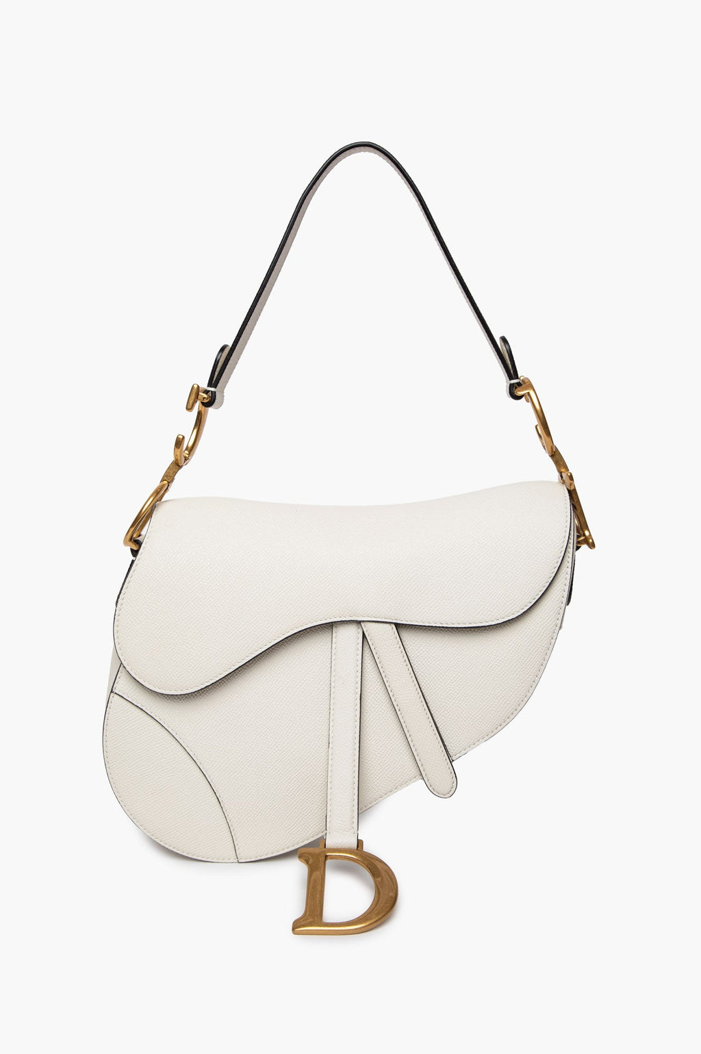 Christian Dior Latte Grained Calfskin Medium Saddle Bag With Strap