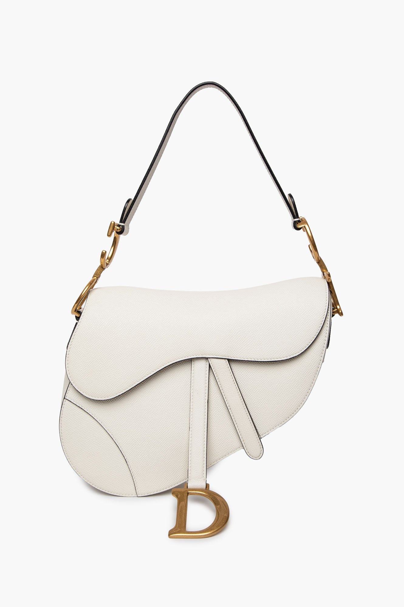 Christian Dior Latte Grained Calfskin Medium Saddle Bag With Strap