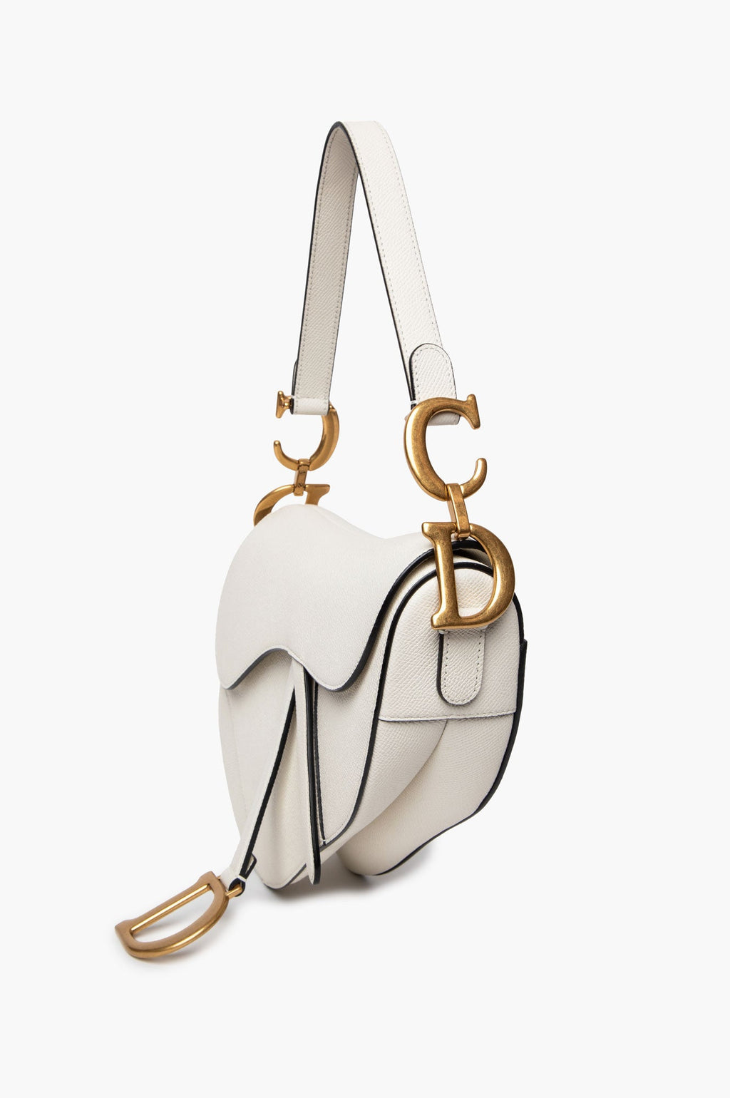 Christian Dior Latte Grained Calfskin Medium Saddle Bag With Strap