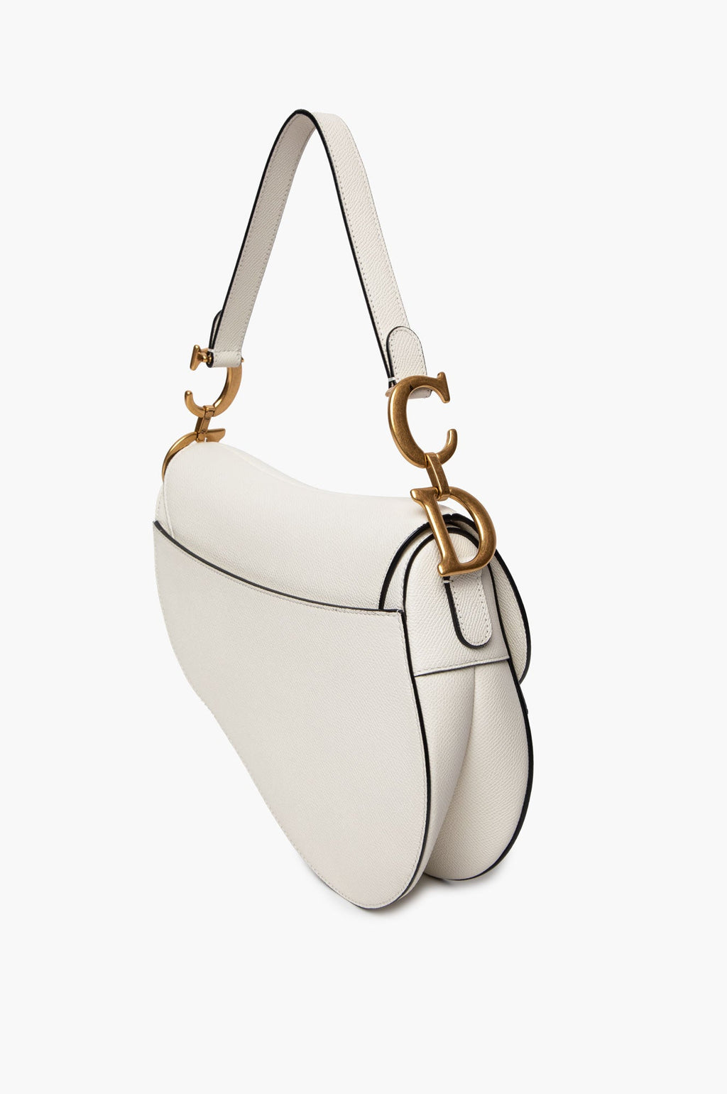Christian Dior Latte Grained Calfskin Medium Saddle Bag With Strap