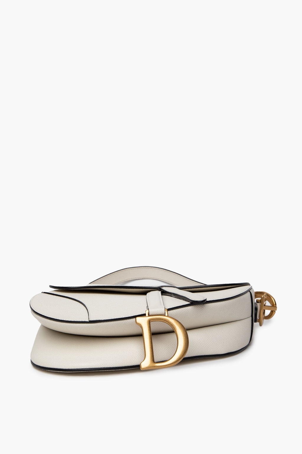Christian Dior Latte Grained Calfskin Medium Saddle Bag With Strap