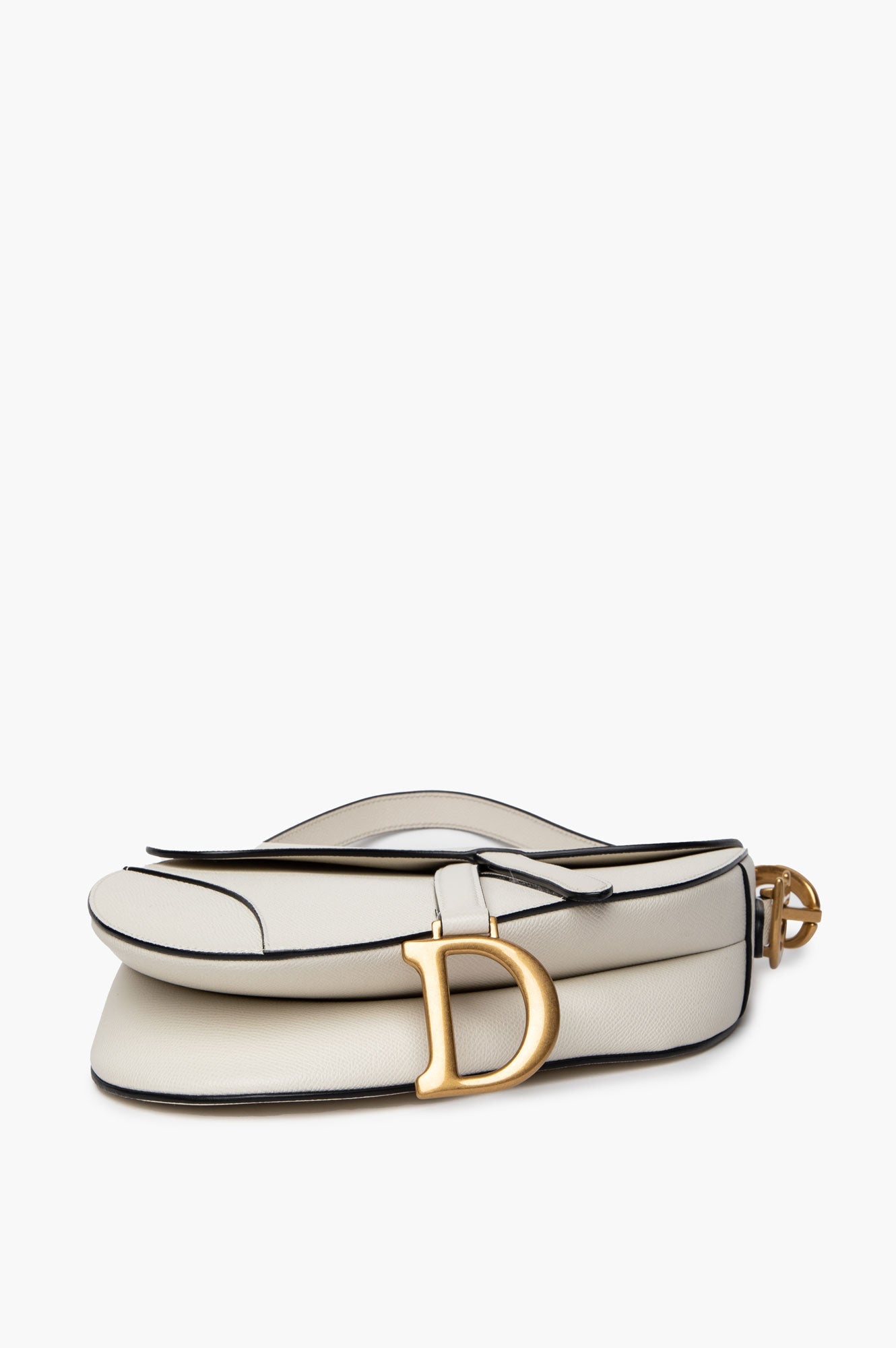Christian Dior Latte Grained Calfskin Medium Saddle Bag With Strap