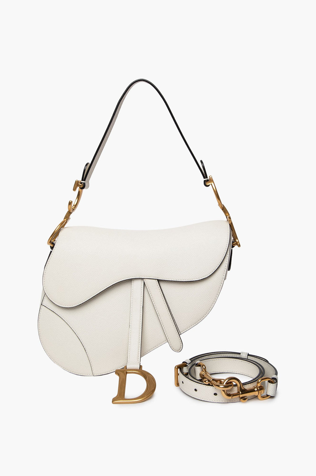 Christian Dior Latte Grained Calfskin Medium Saddle Bag With Strap