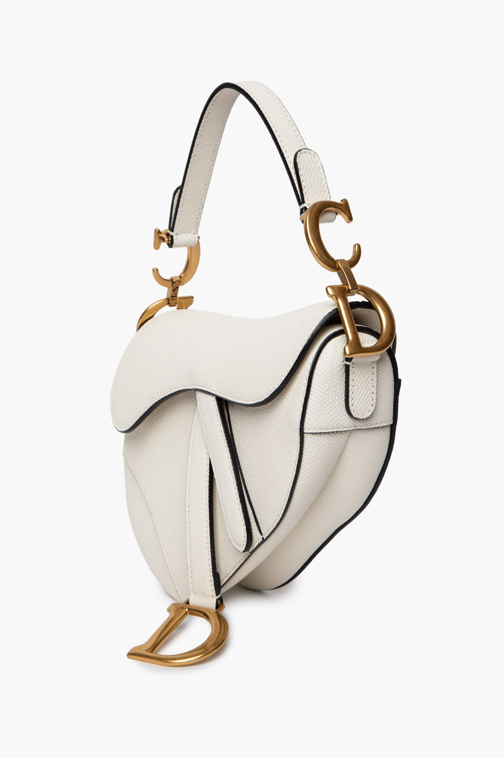 Christian Dior White Grained Calfskin Mini Saddle Bag w/ Strap