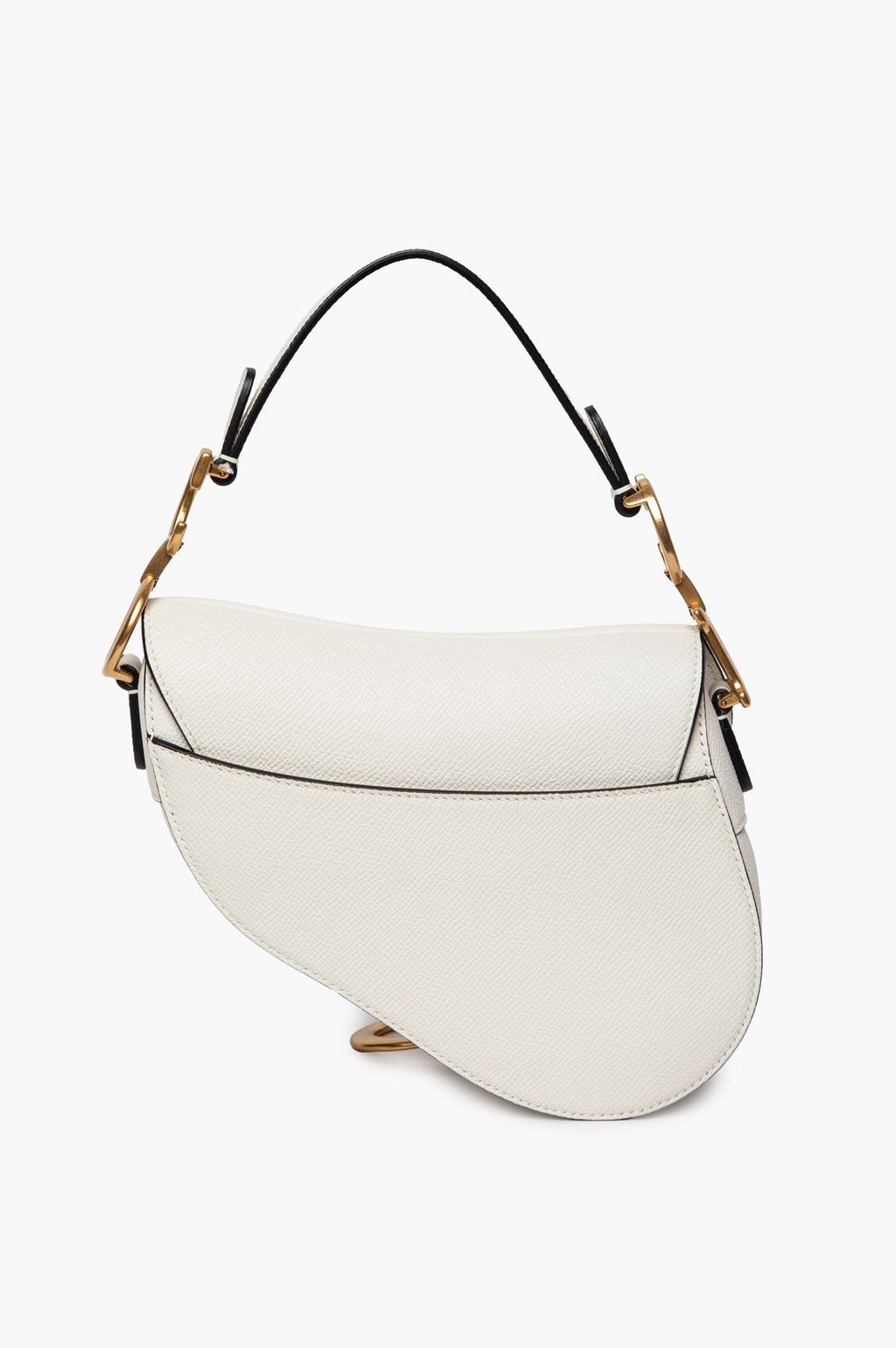 Christian Dior White Grained Calfskin Mini Saddle Bag w/ Strap