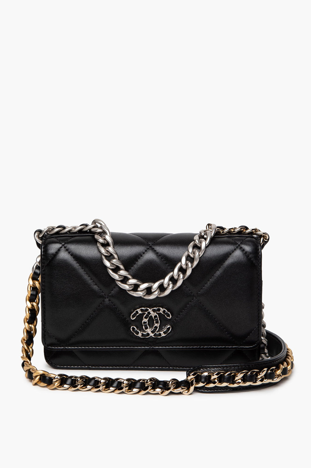 Chanel 19 Black Lamskin  WOC Bag