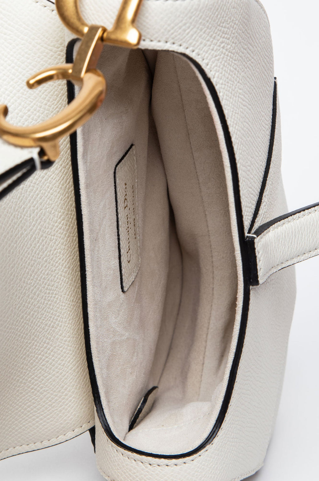 Christian Dior White Grained Calfskin Mini Saddle Bag w/ Strap