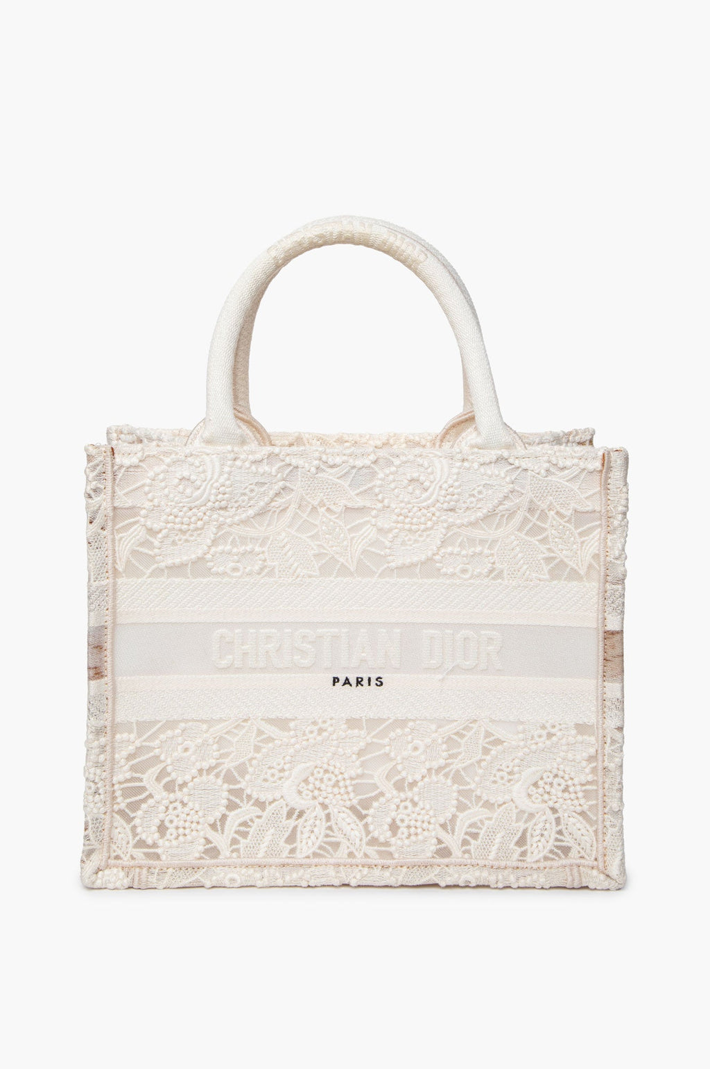 Christian Dior Transparent Embroidered Mesh Cream Lace Book Tote