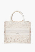 Christian Dior Transparent Embroidered Mesh Cream Lace Book Tote